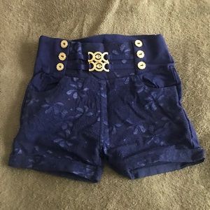 Ocean Blue & Gold Detailed Shorts
